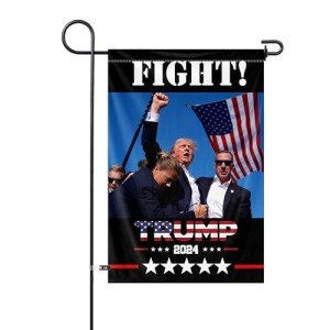 Double Sided Trump Shooting Survivor Garden Flag Fight Fight Fight Yard Flag 12x18In Trump Pennsylvania Rally Shot Assassination Never Surrender Patriotic Flag Outdoor Indoor