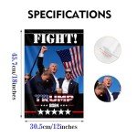 Double Sided Trump Shooting Survivor Garden Flag Fight Fight Fight Yard Flag 12x18In Trump Pennsylvania Rally Shot Assassination Never Surrender Patriotic Flag Outdoor Indoor