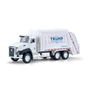Yolscue President Donald Trump 2024 Truck Toys,Trump Garbage Truck,2024 Election Souvenirs,Garbage Truck 1:50 Scale Pull Back Metal Model Car Toys Gift for Trump Fans