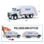 Yolscue President Donald Trump 2024 Truck Toys,Trump Garbage Truck,2024 Election Souvenirs,Garbage Truck 1:50 Scale Pull Back Metal Model Car Toys Gift for Trump Fans