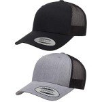 Yp Classics Retro Trucker Cap Hat, Black, Black/Black, Heather/Black, One Size US, 2 Pack