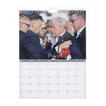 Trump 2025 Calendar, Trump Fight Assassination Fist Pump You Missed Stronger Trump Survived Shot Trump Bullet Proof Shot Shooting Strong Wall Calendar