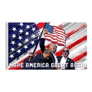 Trump 2024 Flag 3x5 FT Pennsylvania Rally Shot Assassination Survivor Fighting Flag,DonaldTrump Merchandise Patriotic Double Sided Flag for Outdoor House Yard Decor Tapestry,US President Banner (Color 1)
