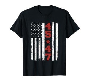45 47 Trump Vintage USA Flag 2024 President Election Politic T-Shirt
