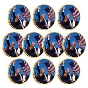 Donald Trump Assassinated Coins 2024 Shooting Collection Medal Trump Fighting for America Collectible Coin (10 Pieces Blue-Gold)
