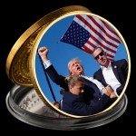 Donald Trump Assassinated Coins 2024 Shooting Collection Medal Trump Fighting for America Collectible Coin (10 Pieces Blue-Gold)