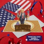 Donald Trump Birthday Card | Pop Up Card with 3D Trumps Real Voice in Oval Office Says Happy Birthday Cards for Men | Light Up, Make Birthdays Great Again Interactive Card for Dad, Husband, Women