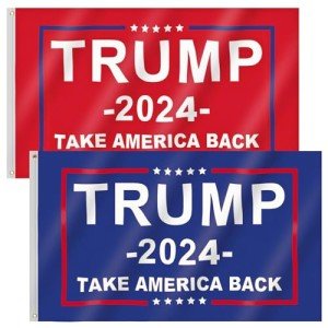 Trump 2024 Flag, 2 PACK Trump Flags 3x5 Outdoor Single Sided Take America Back Flag, Donald Trump Flags with Vivid Color and Brass Grommets Decorations (Red & Blue)