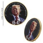 Donald Trump Gold Plated Coins 47th President of The USA 45-47 America Gold Coin President Eagle Seal Commemorative Gift Trump Collectibles (Trump Coin 45 47)