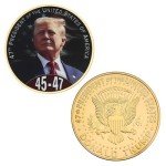 Donald Trump Gold Plated Coins 47th President of The USA 45-47 America Gold Coin President Eagle Seal Commemorative Gift Trump Collectibles (Trump Coin 45 47)