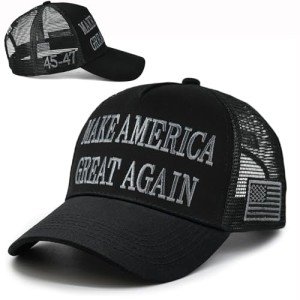 Engmoo MAGA Hat Trump Hat, 2024 Black Make America Great Again Mesh 45-47 Embroidered Adjustable Baseball Cap