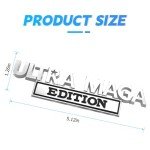 BELOMI Ultra MAGA Edition Car Emblems, 3D Letter Metal Vehicle Badge Embossed Stickers, Strong Adhesive Exterior Auto Body Decorative Decal Accessories, Universal for SUV, Truck, Sedan（Silver/Black）