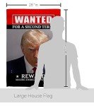 Trump Mugshot Flag Decor Wanted For A Second Term Reward Poster Making America Great Again 2024 Banner Room Wall Hanging House Flag Outdoor MAGA Decorations Tapestry Mug Shot Gifts For Him Made In USA