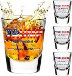 KIIDAS 4 pcs Trump Shot Glass, Inauguration Day 2025 Shot Glass, 47th President, Perfect for Patriotic Celebrations & Political Enthusiasts, Trump Gifts