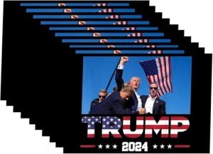 10 Pack Trump Assassination Trump Survived Shot Trump 2024 Ear Bullet-Proof PA Pennsylvania Rally Shot Shooting Survivor Fight Strong Stickers Laptop Bumper Decal Car Stickers, Black and Blue