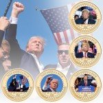 2024 Donald Trump Campaign Attack Commemorative Coin Set in Bag, Supports Trump Gift