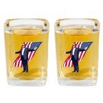 TAOHUAJIANG 2 Pcs Trump Shot Glasses Trump Cup Make America Great Again 2024 Trump Survived Assassination Attempt Survivor (New Square Glass, 1.89x2.44 inches)