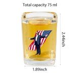 TAOHUAJIANG 2 Pcs Trump Shot Glasses Trump Cup Make America Great Again 2024 Trump Survived Assassination Attempt Survivor (New Square Glass, 1.89x2.44 inches)