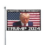 Mug Shot Trump Wanted For President 2024 MugShot Flag 3x5 Double Sided Outdoor Flag Tapestry Banner Poster Flag For Living Room Outdoor Indoor Garden Flag Decorative Gifts
