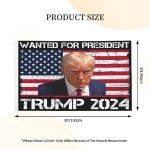 Mug Shot Trump Wanted For President 2024 MugShot Flag 3x5 Double Sided Outdoor Flag Tapestry Banner Poster Flag For Living Room Outdoor Indoor Garden Flag Decorative Gifts