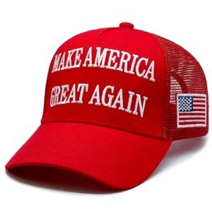 Donald Trump 2024 45-47 MAGA Hat Make America Great Again Embroidery Slogan with USA Flag Adjustable Baseball Cap Mesh Back (US, Alpha, One Size, Red MAGA Hat Mesh Back)