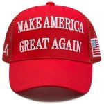 Donald Trump 2024 45-47 MAGA Hat Make America Great Again Embroidery Slogan with USA Flag Adjustable Baseball Cap Mesh Back (US, Alpha, One Size, Red MAGA Hat Mesh Back)