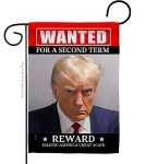Trump Mug Shot Flag MugShot Decor Wanted For A Second Term Reward Poster Making America Great Again 2024 Home Banner Wall Art Patio Lawn Room Decorations Outdoor Tapestry Yard Sign Gift For Him Made In USA