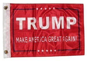 AES 12x18 President Trump Make America Great Red 2ply Double Sided 12"x18" Flag House Banner Brass Grommets Fade Resistant Double Stitched Premium Quality Polyester Nylon