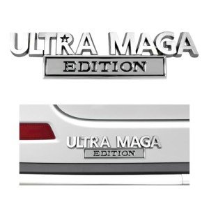 Yourkar Ultra MAGA Car Emblem, Edition 3D Raised Metal Self-Adhesive Automotive Decals, Personalized Decorative Badges for Trunk & Fenders, Universal Exterior Car Accessories (Silver & Black)