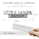 Yourkar Ultra MAGA Car Emblem, Edition 3D Raised Metal Self-Adhesive Automotive Decals, Personalized Decorative Badges for Trunk & Fenders, Universal Exterior Car Accessories (Silver & Black)