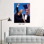 EKSPRINT Donald Trump Assassination Attempt Keep Fighting Picture 2024 on Canvas Prints Wall Art Made In USA, Pictures Print Decoration, Iconic American History Photo