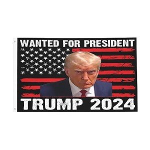 Mug Shot Trump Wanted For President 2024 MugShot Flag 3x5 Double Sided Outdoor Flag Tapestry Banner Poster Flag For Room Wall Decor Garden Flag Decorative Gifts