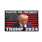 Mug Shot Trump Wanted For President 2024 MugShot Flag 3x5 Double Sided Outdoor Flag Tapestry Banner Poster Flag For Room Wall Decor Garden Flag Decorative Gifts