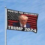Mug Shot Trump Wanted For President 2024 MugShot Flag 3x5 Double Sided Outdoor Flag Tapestry Banner Poster Flag For Room Wall Decor Garden Flag Decorative Gifts
