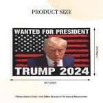 Mug Shot Trump Wanted For President 2024 MugShot Flag 3x5 Double Sided Outdoor Flag Tapestry Banner Poster Flag For Room Wall Decor Garden Flag Decorative Gifts