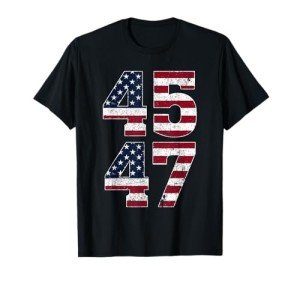 Trump 2024 Vintage 45 47 Stand With American Flag T-Shirt