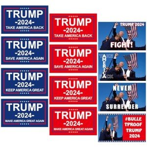 24Pcs Trump 2024 Stickers Take America Back Make America Great Again MAGA - 8 Style 6x3.6in Funny Presidential Election USA American Flag Decals for Scarpbook Window Cars Trucks Water Bottles