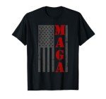 MAGA Flag Shirt Gray and Red Distressed American Flag T-Shirt