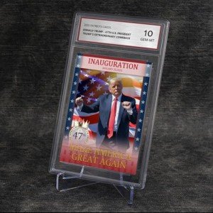 Trump Trading Card - 47th US President Donald Trump Collection Rating Card with Acrylic Base, Victory Celebration, MAGA Political Memorabilia Gifts, 3.5"x2.5", 1 Pcs (Card with Base)