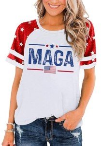 4th of July Shirt for Women MAGA Shirt USA Flag Short Sleeve Patriot Gifts Independence Day Tee Tops(White5,XX-Large)