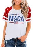 4th of July Shirt for Women MAGA Shirt USA Flag Short Sleeve Patriot Gifts Independence Day Tee Tops(White5,XX-Large)