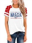 4th of July Shirt for Women MAGA Shirt USA Flag Short Sleeve Patriot Gifts Independence Day Tee Tops(White5,XX-Large)