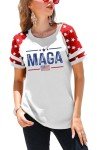 4th of July Shirt for Women MAGA Shirt USA Flag Short Sleeve Patriot Gifts Independence Day Tee Tops(White5,XX-Large)
