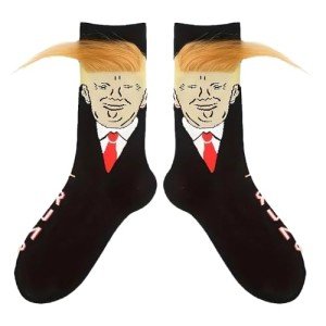 Trump Socks with Hair Funny Socks to Wear with Trump shoes Novelty President 2024 Socks Trump Merchandise Gift for Men Women
