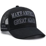 Donald Trump 2024 45-47 Never Surrender Mesh MAGA Hat, Make America Great Again Slogan with USA Flag, Adjustable Baseball Cap (US, Alpha, One Size, Black & Gray Mesh MAGA Hat)