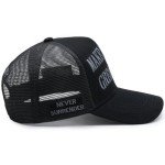 Donald Trump 2024 45-47 Never Surrender Mesh MAGA Hat, Make America Great Again Slogan with USA Flag, Adjustable Baseball Cap (US, Alpha, One Size, Black & Gray Mesh MAGA Hat)