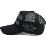 Donald Trump 2024 45-47 Never Surrender Mesh MAGA Hat, Make America Great Again Slogan with USA Flag, Adjustable Baseball Cap (US, Alpha, One Size, Black & Gray Mesh MAGA Hat)