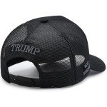Donald Trump 2024 45-47 Never Surrender Mesh MAGA Hat, Make America Great Again Slogan with USA Flag, Adjustable Baseball Cap (US, Alpha, One Size, Black & Gray Mesh MAGA Hat)