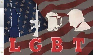 MAGJIUKE LGBT Flag Liberty Guns Beer Trump 2024 Flags 3x5 Ft,Polyester,Funny Trump Flag,Make America Great Again President Trump Flag