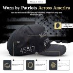 Donald Trump 2024 45-47 Never Surrender MAGA Hat, Make America Great Again Slogan with USA Flag (US, Alpha, One Size, Black and Grey, Political Hat)